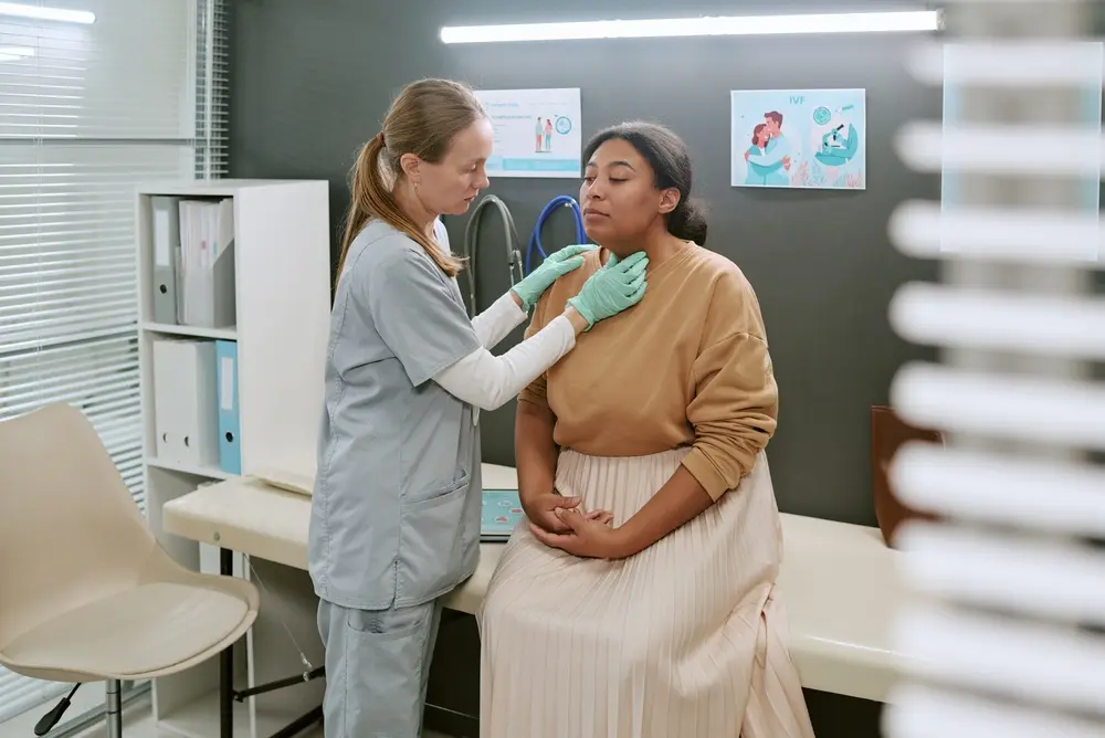 Female doctor discussing a patient’s health risk assessment