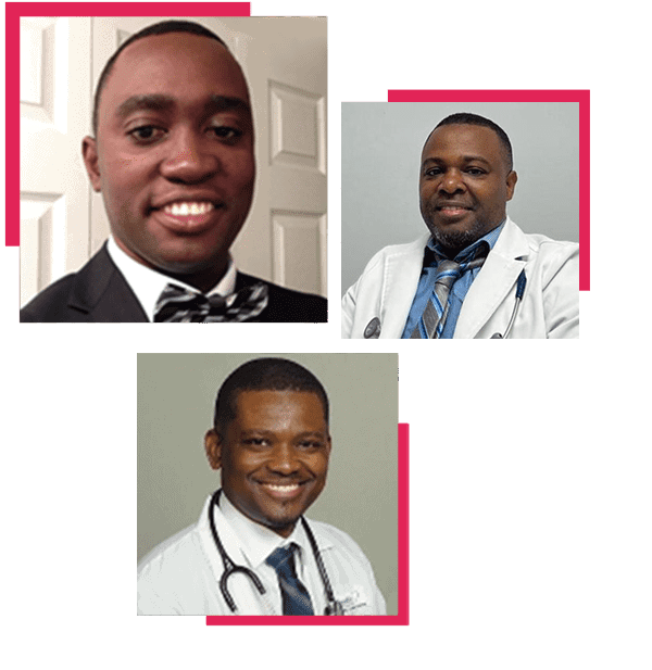 Three smiling male doctors representing HelloCare Medical Group’s personalized healthcare team